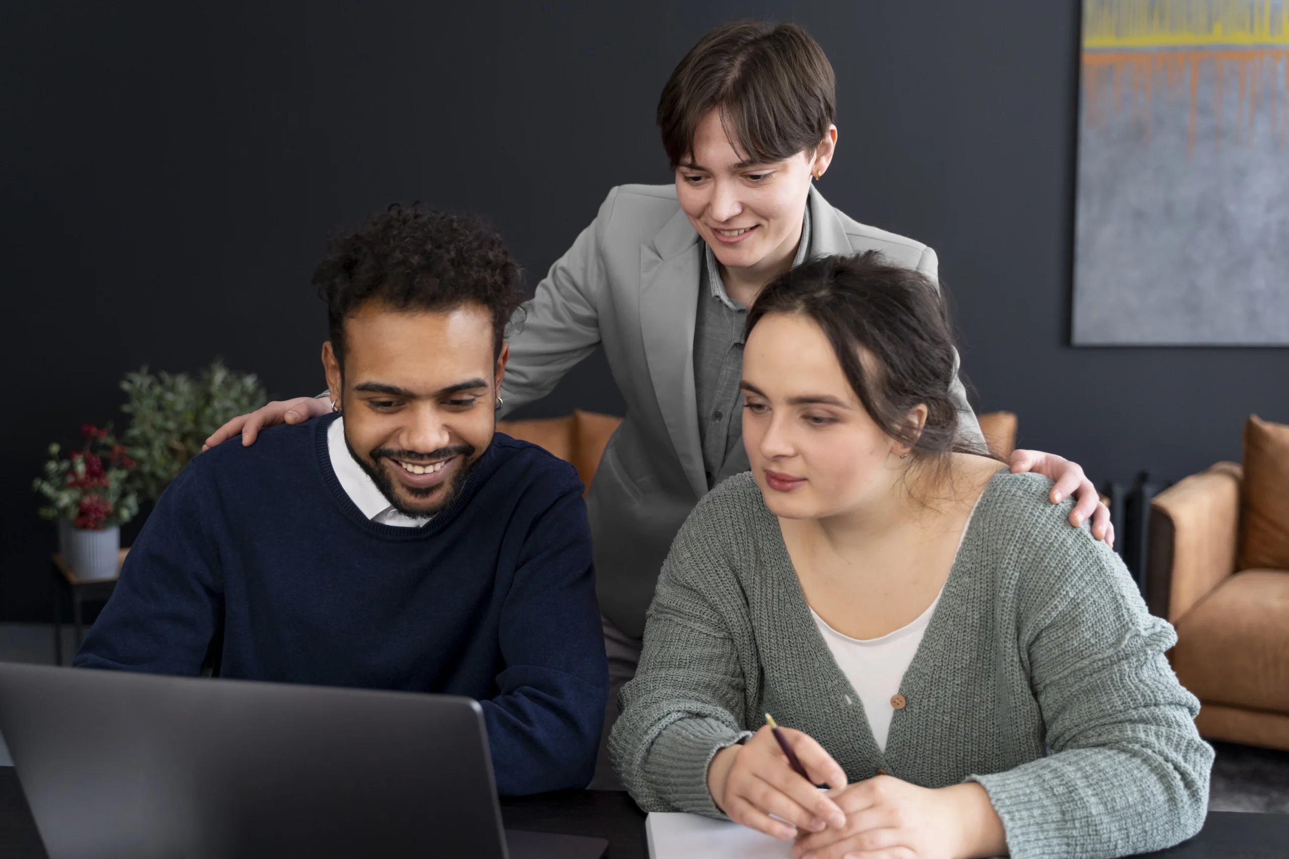 Team Collaboration and Digital Strategy Planning in Office for website design and management
